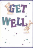 This cheerful get well card echoes Ilford's welcoming atmosphere, radiating hope and cheer. Central to the design are two delightful illustrated friends: a fluffy teddy bear with gentle, smiling eyes and a playful puppy, their playful balance of the oversized, indigo and teal 'Get Well' lettering brimming with lightheartedness. Scattered stars flicker in blue and purple, casting a whimsical sense of possibility across a soft cream canvas, much like the lively nights near Ilford's Oakfield Road. The artist's attention to fur texture gives the bear and puppy a tactile, comforting quality-one that mirrors the soothing touch of fresh, hand-tied blooms delivered through Ilford's busy streets. Inviting, friendly, and filled with personality, this card is an ideal companion to a thoughtful bouquet, together offering heartfelt kindness to someone recovering locally. The image conveys much more than a simple greeting; it becomes an emotional balm, carrying best wishes and Ilford's signature spirit of care into every household.